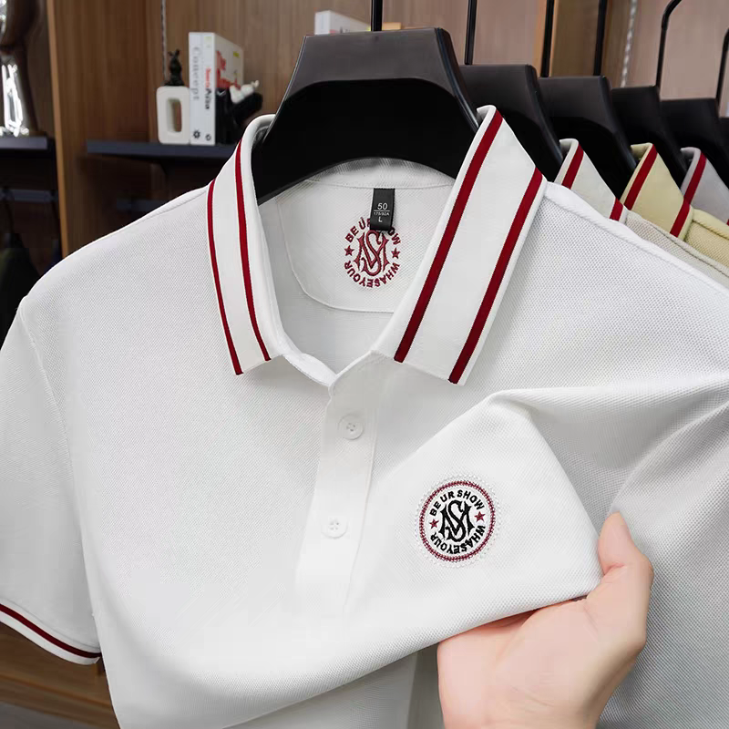 100% Knitting Dying PK Cotton Polo Shirt [Ms-White]