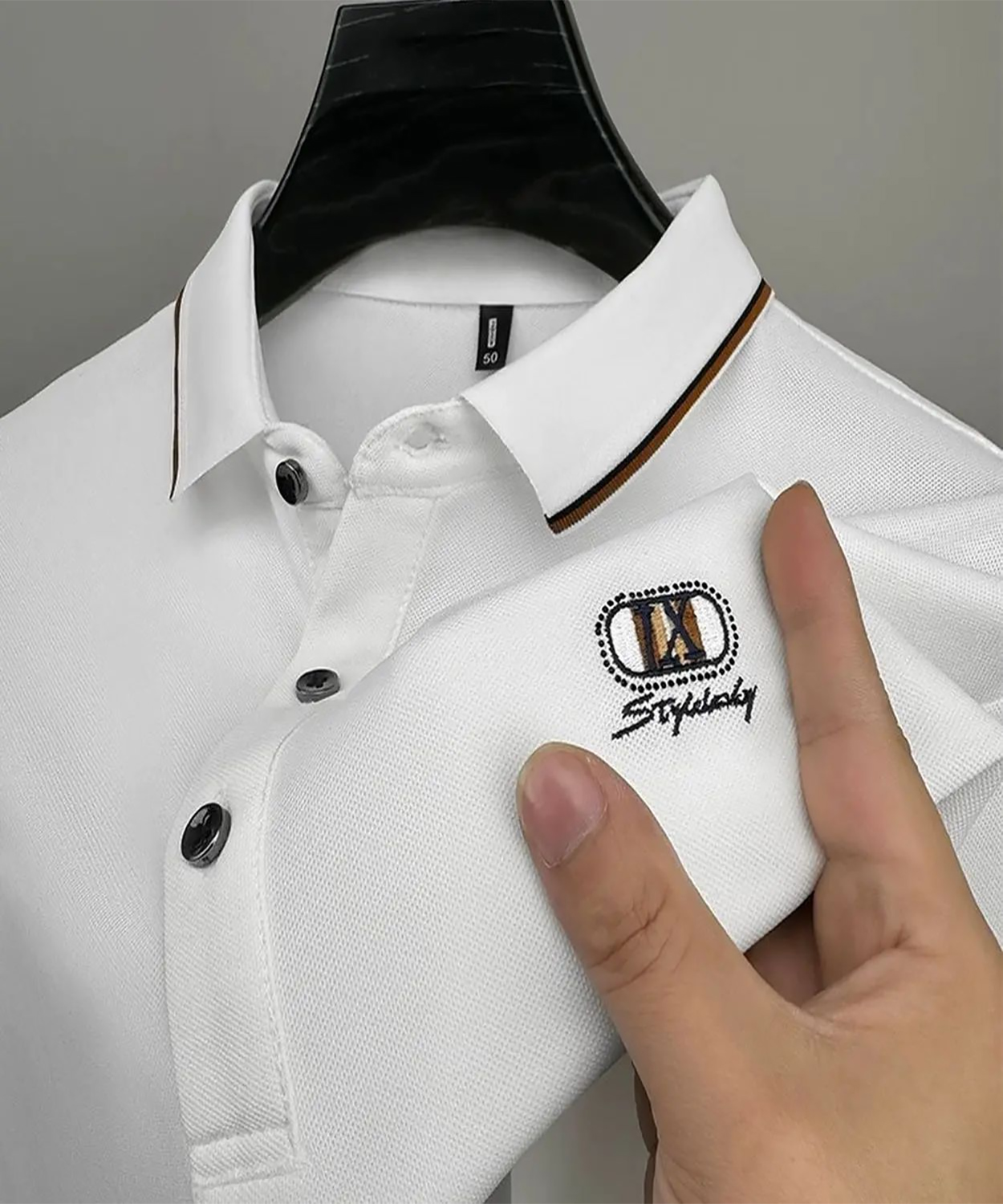 100% Knitting Dying PK Cotton Polo Shirt [IX White ]