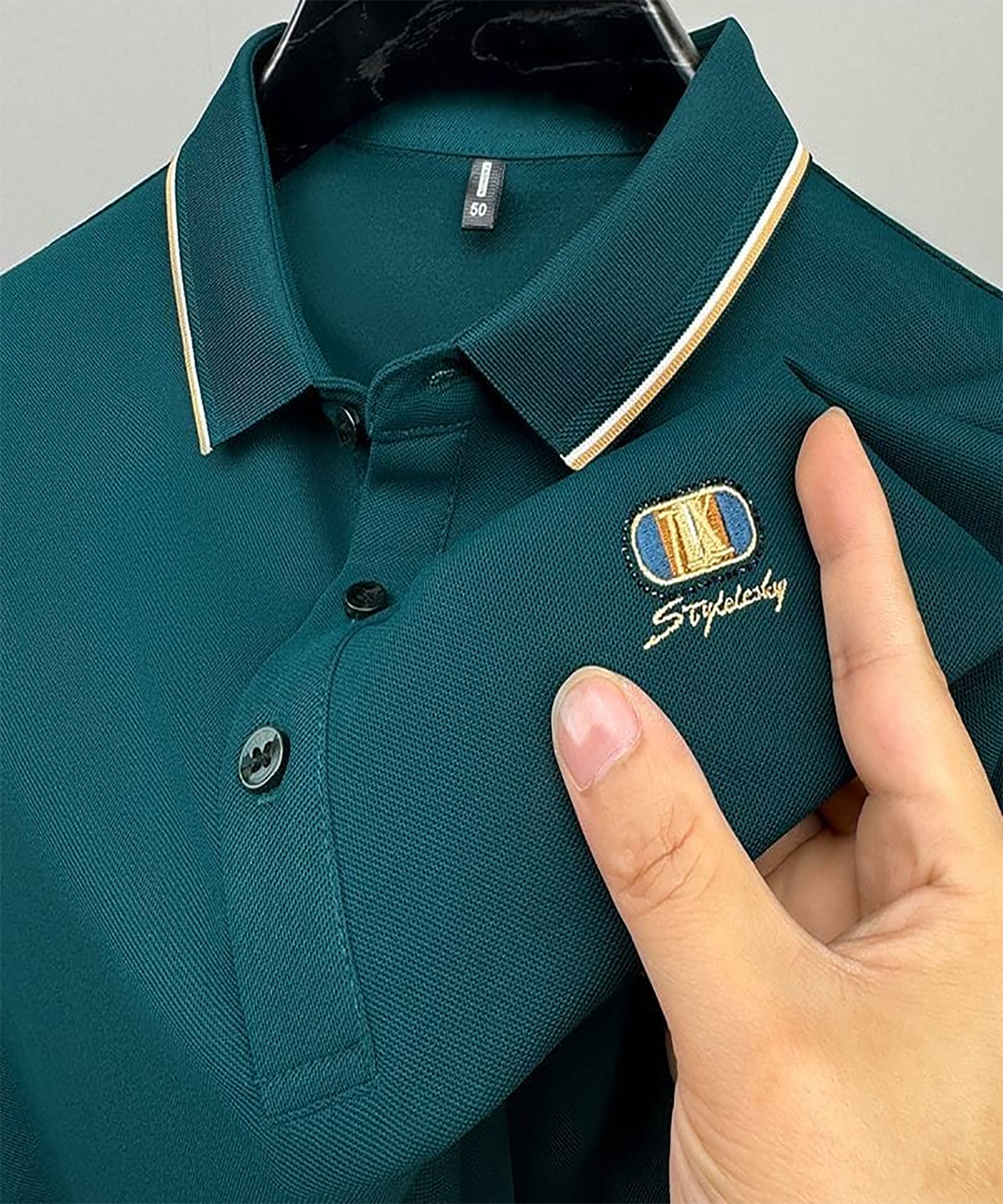 100% Knitting Dying PK Cotton Polo Shirt [IX Petrol]